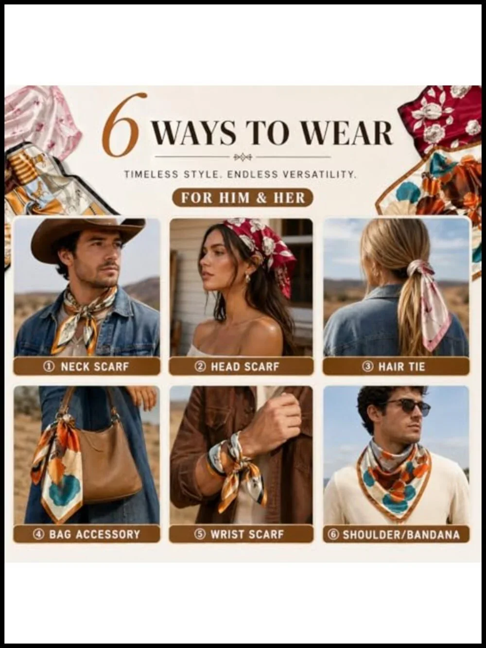 4PCS Silk Feeling Neck Scarf Bandanas for Men and Women, Fashion Neckerchief